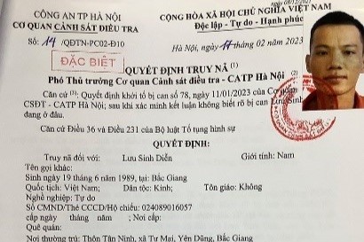 Đối tượng Lưu Sinh Diễn.Nguồn ảnh CAHNCC