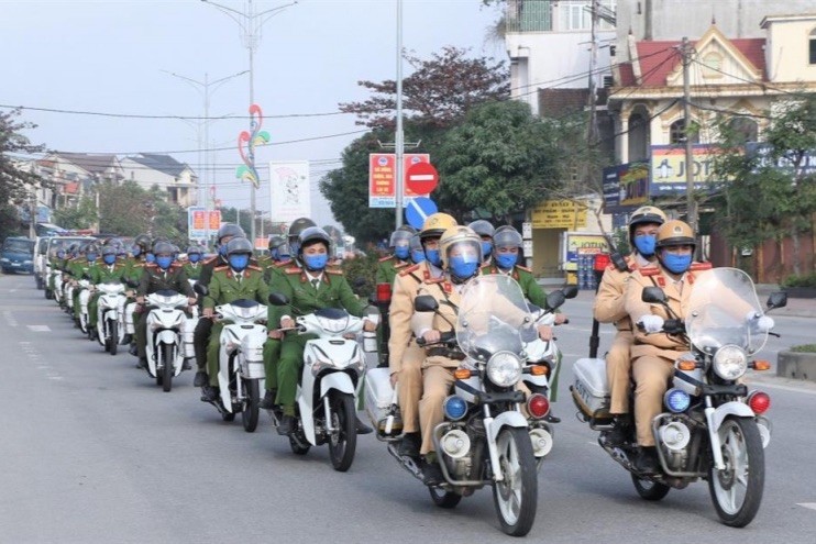 Lực lượng Công an nhân dân ra quân đảm bảo ANTT. Nguồn ảnh BCA