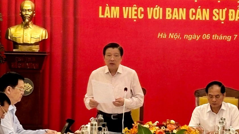 Trưởng Ban Nội chính Trung ương phát biểu tại buổi làm việc. (Ảnh: Đặng Phước)