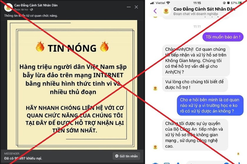 Trang facebook giả mạo Cao đẳng Cảnh sát nhân dân