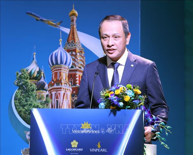 Tổng Giám đốc hãng hàng không Vietnam Airlines Lê Hồng Hà phát biểu. Ảnh: Thống Nhất/TTXVN