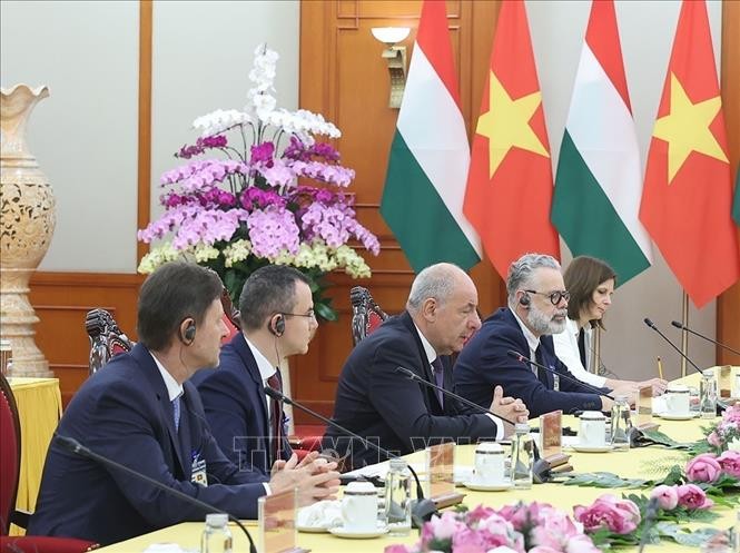 Tổng thống Hungary Sulyok Tamas phát biểu. Ảnh: Thống Nhất/TTXVN
