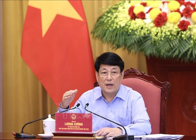 Chủ tịch nước Lương Cường phát biểu chỉ đạo. Ảnh: Lâm Khánh/TTXVN