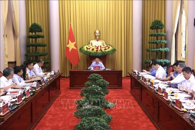 Chủ tịch nước Lương Cường phát biểu chỉ đạo. Ảnh: Lâm Khánh/TTXVN