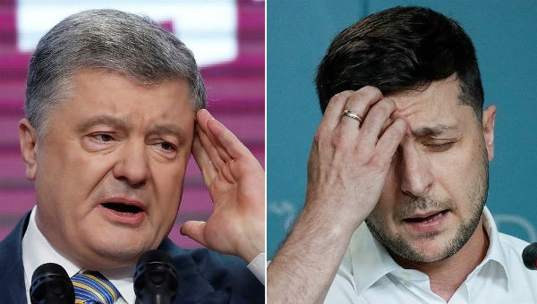 Ông Poroshenko và ông Zelensky.