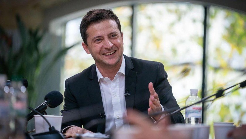 Tổng thống Ukraine Volodymyr Zelensky tại họp báo.