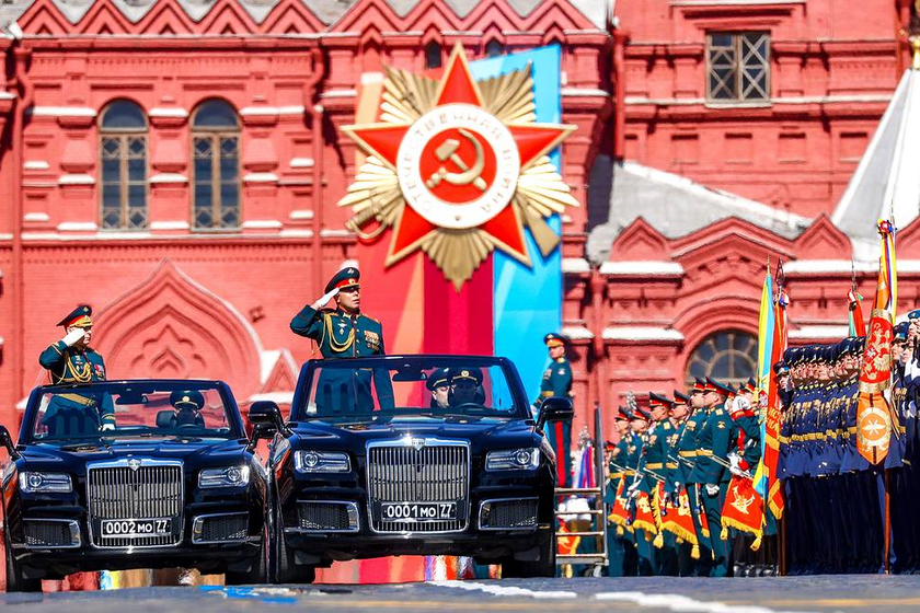 Hình ảnh tại buổi diễn tập trên Quảng trường Đỏ ở Moscow.