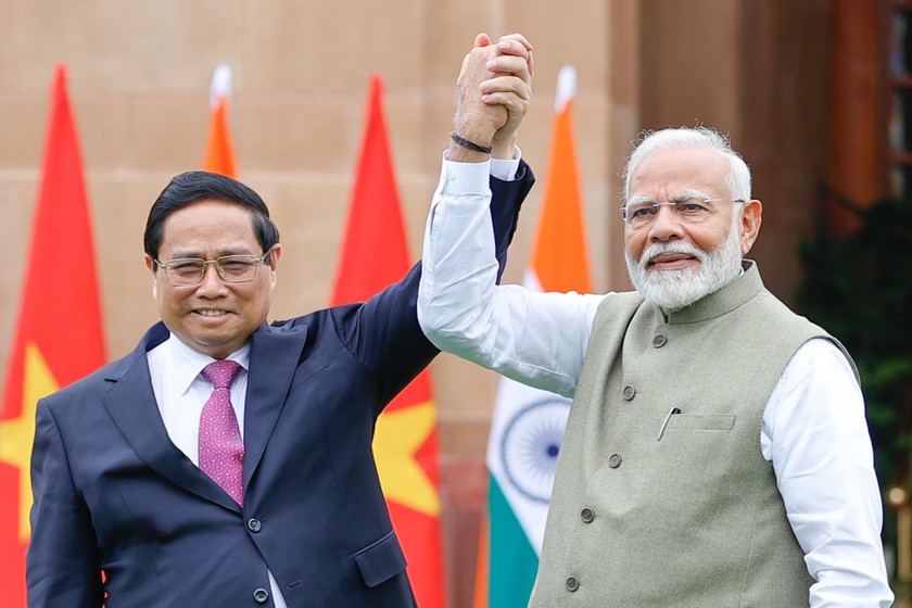 Thủ tướng Phạm Minh Chính và Thủ tướng Ấn Độ Narendra Modi. Ảnh: VGP