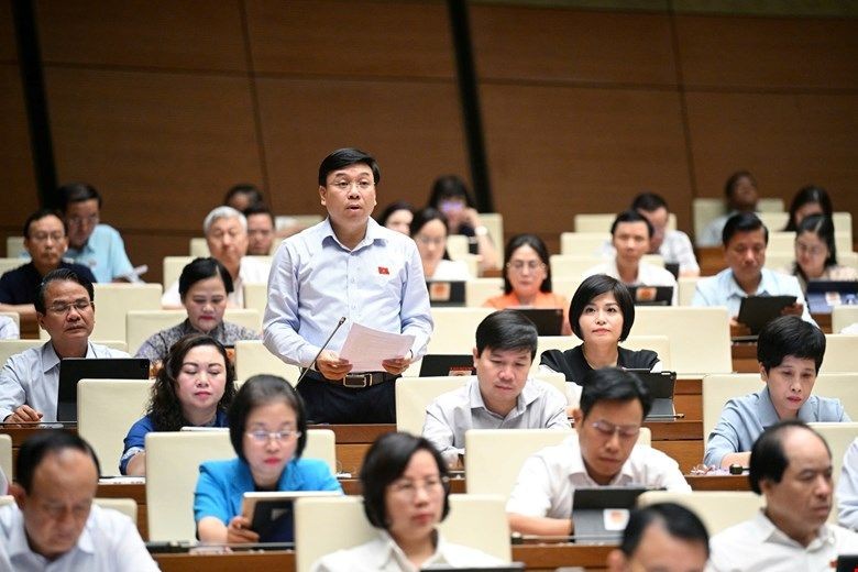 Đại biểu Nguyễn Văn Mạnh phát biểu tại phiên họp.