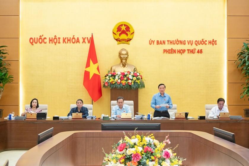 Phó Chủ tịch Quốc hội Nguyễn Khắc Định điều hành nội dung phiên họp. 