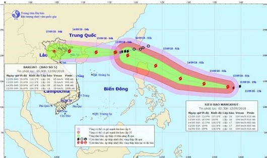 Bão số 5 hướng tới Quảng Ninh - Nam Định, siêu bão tiến về biển Đông