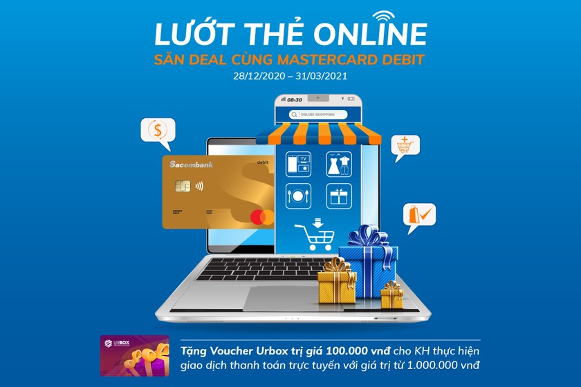 Lướt thẻ online, săn Deal cùng thẻ thanh toán Sacombank Mastercard