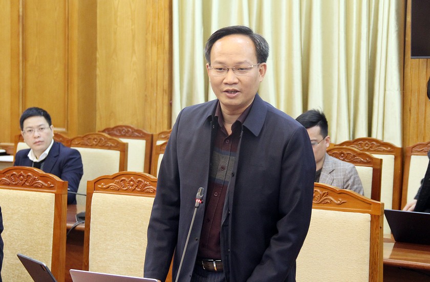 Phó Chủ tịch UBND tỉnh Bắc Giang Phạm Văn Thịnh phát biểu tại buổi làm việc. (Ảnh cổng thông tin điện tử tỉnh Bắc Giang)