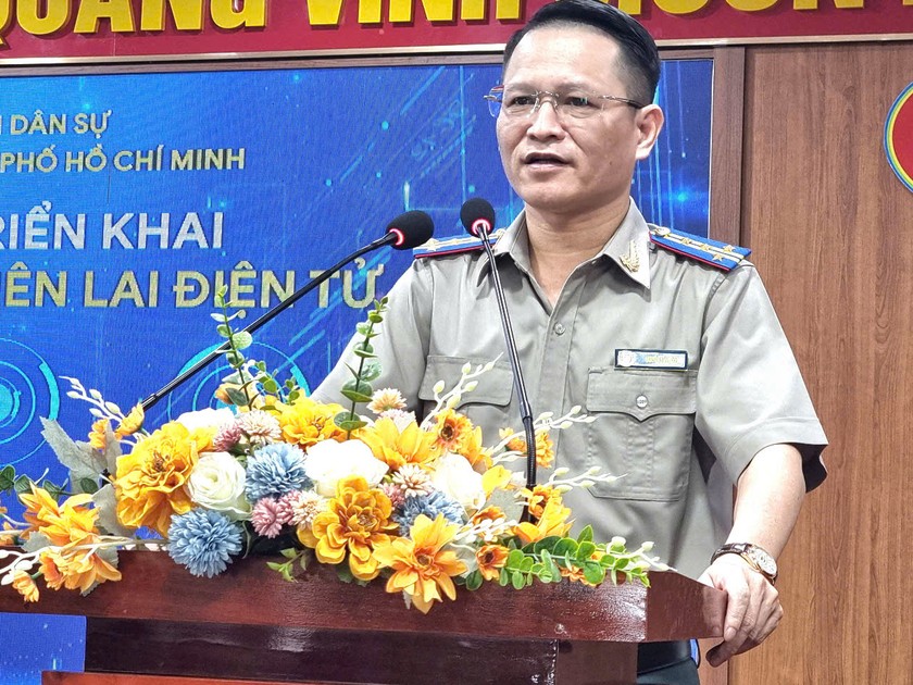 Cục trưởng Cục THADS TP.HCM phát biểu tại buổi Lễ công bố và triển khai thực hiện hệ thống biên lai điện tử