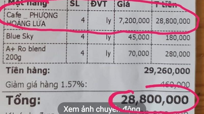 Ly cà phê có giá 7,2 triệu đồng/ly.