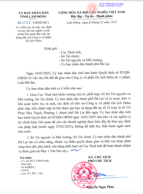 Lâm Đồng chỉ đạo khẩn trương truy thu các nghĩa vụ tài chính của chủ đầu tư dự án Đà Lạt plaza.