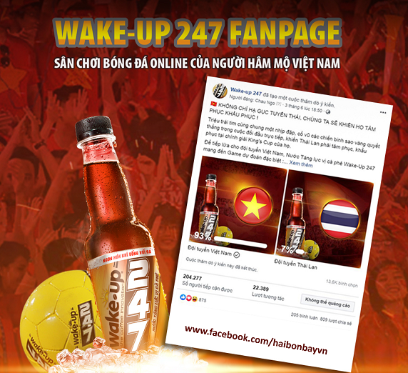 Fanpage của nhãn hàng nước tăng lực Wake-up 247 được nhiều người quan tâm