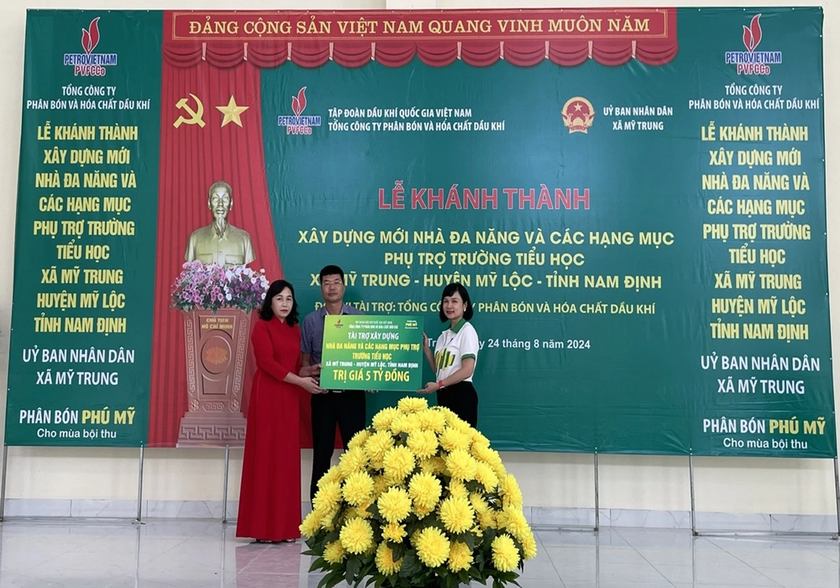 PVFCCo tài trợ xây dựng công trình Nhà đa năng và các hạng mục phụ trợ Trường Tiểu học xã Mỹ Trung, huyện Mỹ Lộc, tỉnh Nam Định năm 2024.
