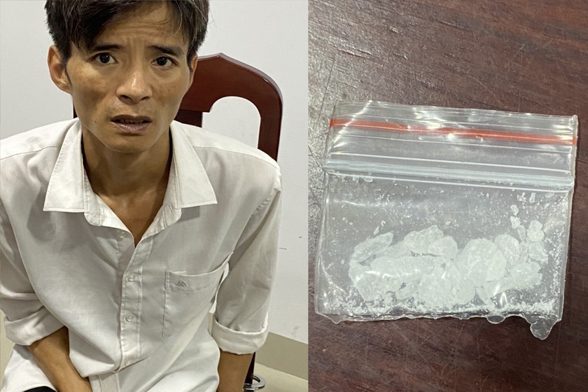 Đối tượng Trần Anh Khoa và tang vật vụ án bị lực lượng Biên phòng bắt ngày 17/3.