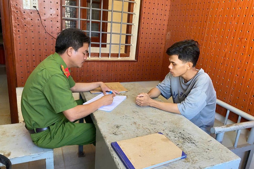 Cơ quan công an làm việc với đối tượng Trần Văn Thái.