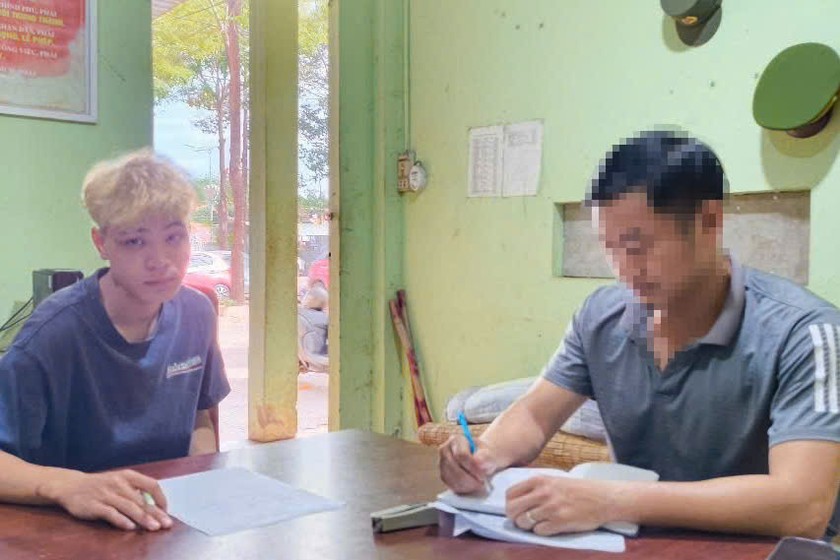 Đối tượng Vũ Tiến Đức tại cơ quan công an