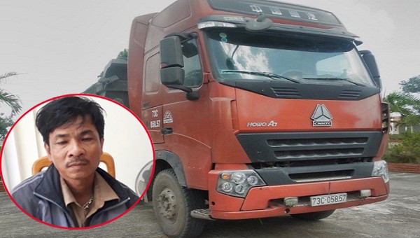 Tài xế Lê Viết Cảng và phương tiện gây tai nạn vào ngày 24/2.
