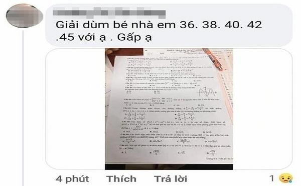 Hình ảnh đề thi môn Toán bị 'lộ' khi đang trong thời gian thi gây xôn xao dư luận.