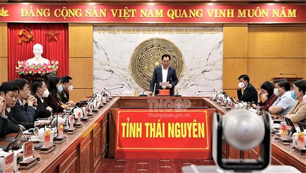 Các đại biểu tại điểm cầu tỉnh Thái Nguyên tham dự Hội nghị. (Ảnh: thainguyen.gov)