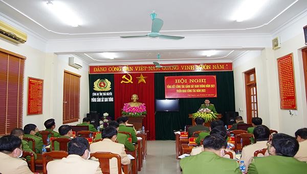 Hội nghị tổng kết công tác CSGT năm 2021 và triển khai công tác năm 2022 tại hội trường Công an tỉnh Thái Nguyên