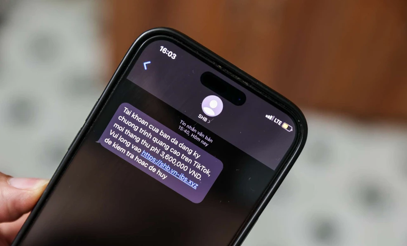 Tin nhắn giả danh ngân hàng đi kèm link chứa mã độc (Nguồn ảnh: Internet)
