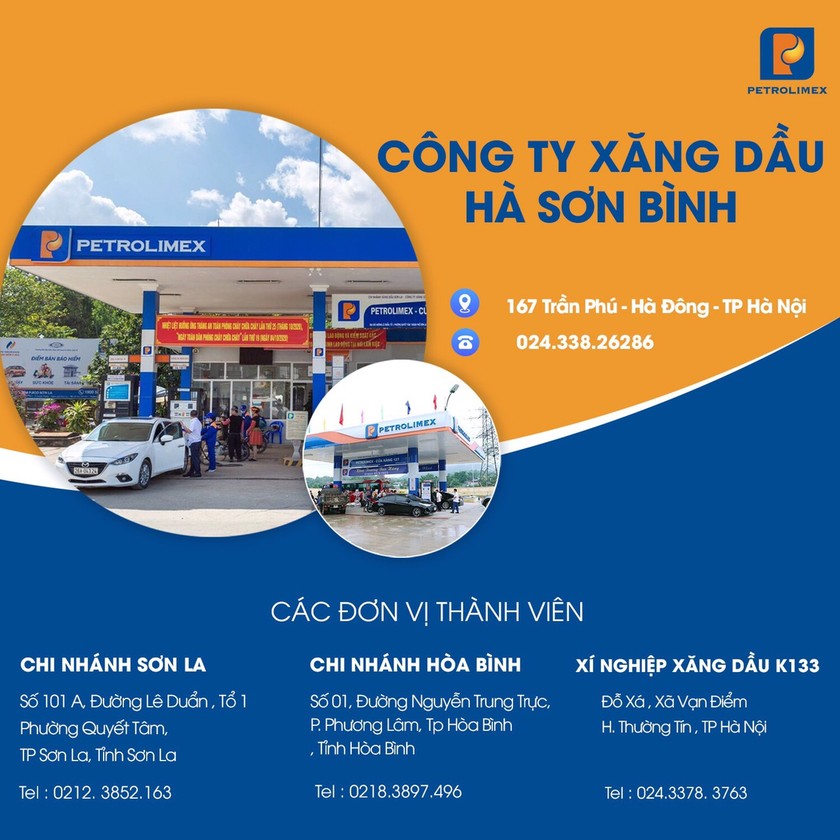 Công ty xăng dầu Hà Sơn Bình thông tin các chi nhánh