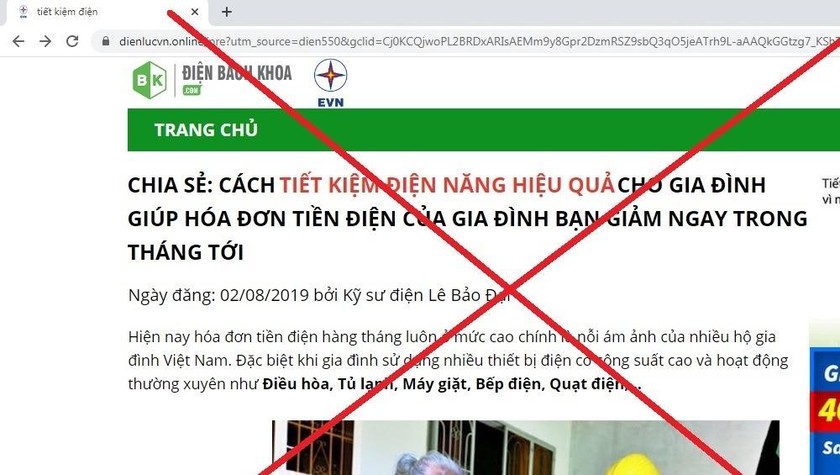 Tập đoàn Điện lực Việt Nam (EVN) khuyến cáo khách hàng về việc xuất hiện thông tin quảng cáo giả mạo thương hiệu EVN để bán hàng.