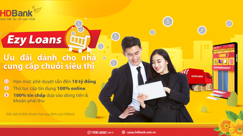 Chương trình tín dụng 100% online, tiếp sức nguồn vốn ưu đãi cho nhà cung cấp siêu thị.