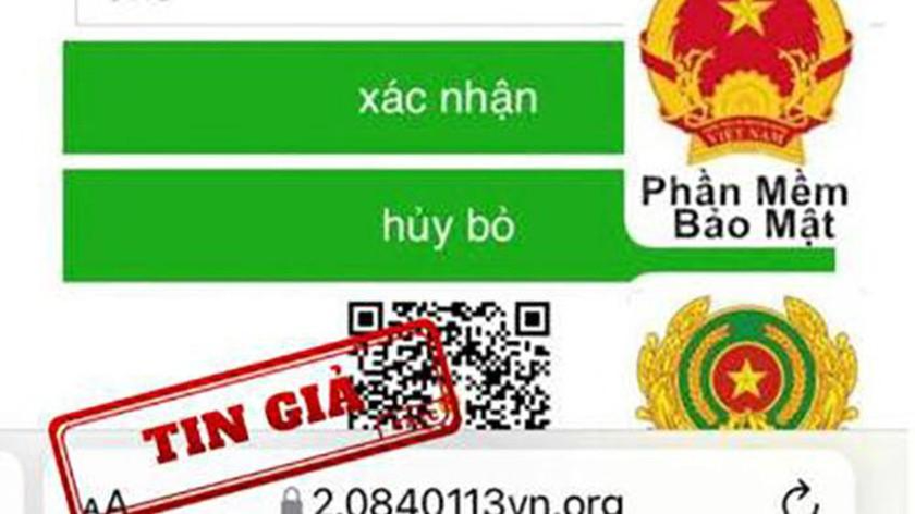 Website “https://2.0840113vn.org” giả mạo Cổng Thông tin điện tử của Bộ Công an để lừa đảo.