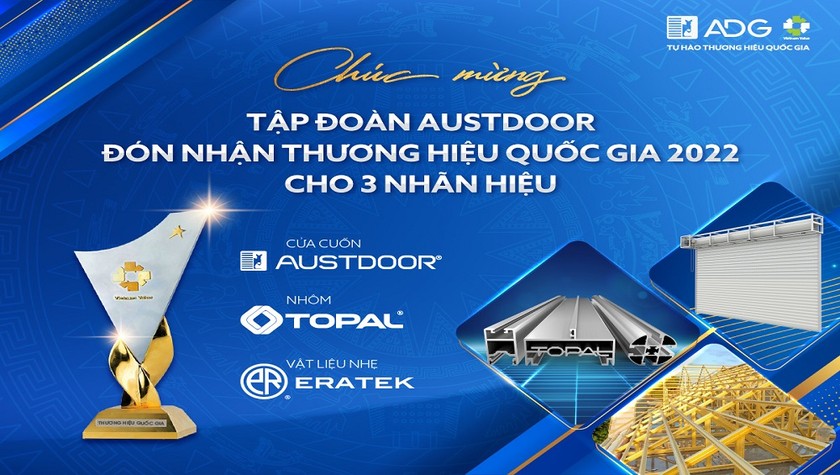 Eratek là một trong ba nhãn hàng thuộc Tập đoàn Austdoor đạt đón nhận thương hiệu quốc gia 2022.