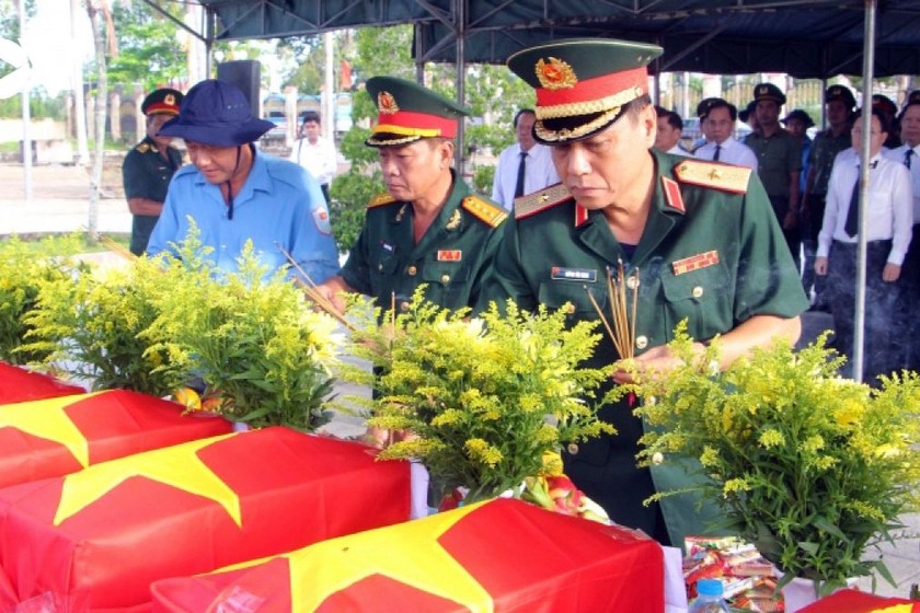 Cần Thơ đã tổ chức tổ chức Lễ truy điệu, cải táng nhiều hài cốt liệt sỹ. Ảnh VOV