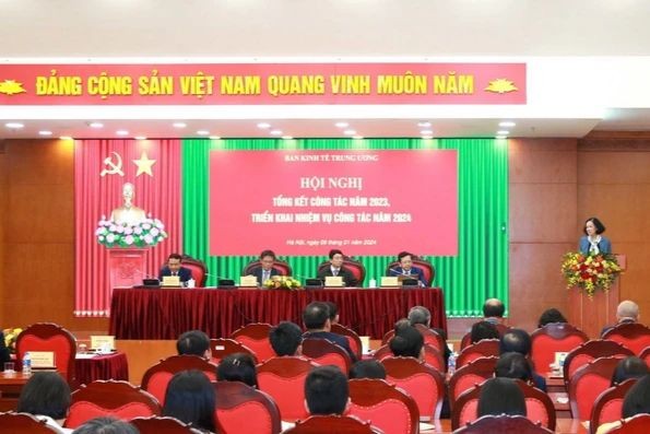 Hội nghị tổng kết công tác năm 2023, triển khai nhiệm vụ năm 2024 của Ban Kinh tế Trung ương. (Nguồn ảnh: TTXVN)