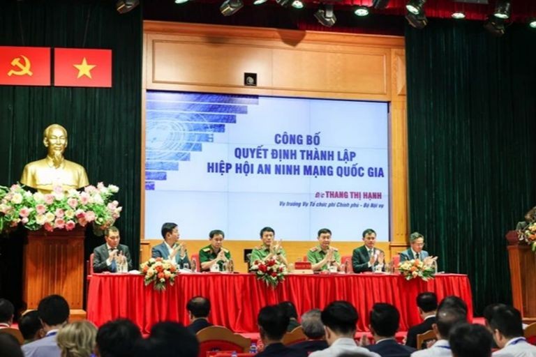 Hiệp hội An ninh mạng quốc gia đã chính thức được thành lập cùng với Đại hội Đại biểu toàn quốc lần thứ nhất, nhiệm kỳ 2023 - 2028. (Ảnh: Minh Sơn/TTX)