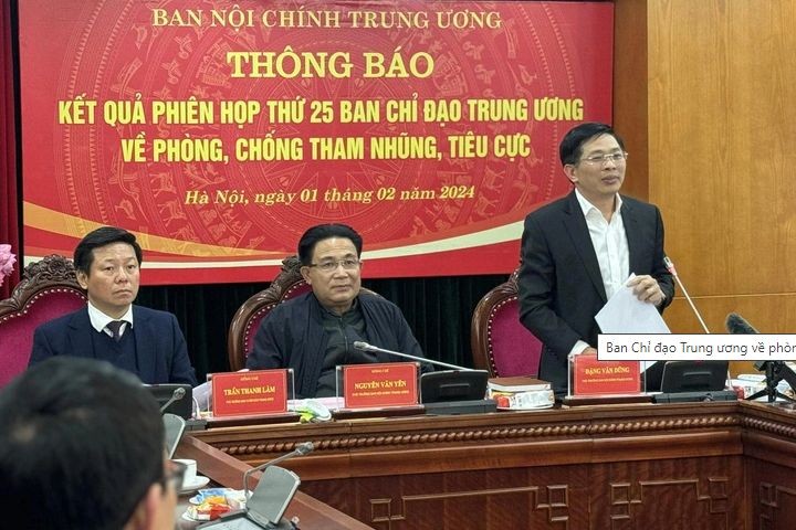 Lãnh đạo Ban Nội chính Trung ương chủ trì buổi thông báo về kết quả phiên họp thứ 25 của Ban Chỉ đạo Trung ương (Ảnh: tuoitre.vn).