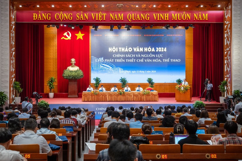 Hội thảo Văn hóa 2024 nhằm hoàn thiện thể chế, chính sách, huy động tối đa các nguồn lực phát triển hệ thống “thiết chế văn hóa, thể thao”. (Ảnh: LH).