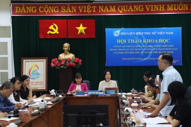 Hội thảo khoa học Nâng cao chất lượng thực hiện lồng ghép giới trong tham gia xây dựng văn bản quy phạm pháp luật của Hội LHPN TP HCM. (Nguồn: Hội LHPNVN)