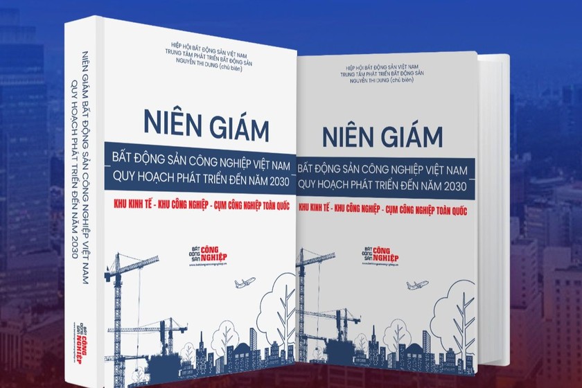 Thiết kế đồ họa trang bìa dự kiến của “Niên giám Bất động sản Công nghiệp Việt Nam – Quy hoạch phát triển đến năm 2030”. 