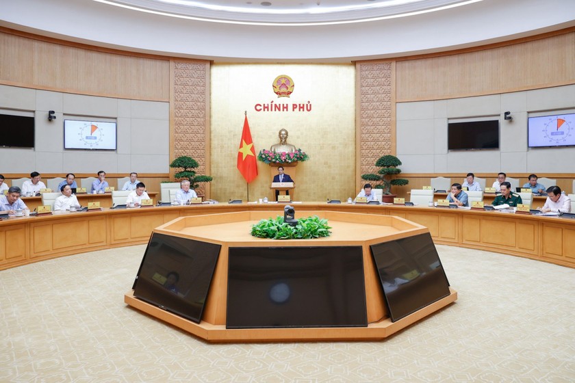 Quang cảnh phiên họp Chính phủ thường kỳ tháng 4/2025. (Ảnh: VGP/Nhật Bắc)