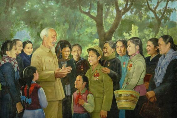 Chủ tịch Hồ Chí Minh đã để lại một di sản vô giá về tư tưởng, đạo đức và phong cách cho các thế hệ tiếp nối. (Nguồn: Tranh của họa sĩ Vương Trình, sáng tác năm 1967)