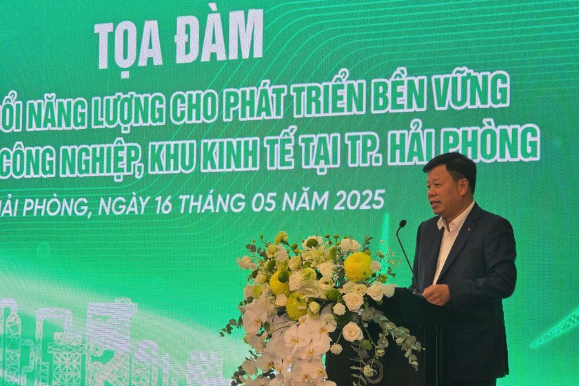Ông Lê Trung Kiên - Trưởng Ban Quản lý KKT Hải Phòng phát biểu tại Tọa đàm. (Ảnh: PV)