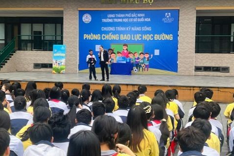 Nhiều trường học đang có buổi dạy kỹ năng bảo vệ an toàn cho cả học sinh, giáo viên. (Nguồn: THCS Suối Hoa)