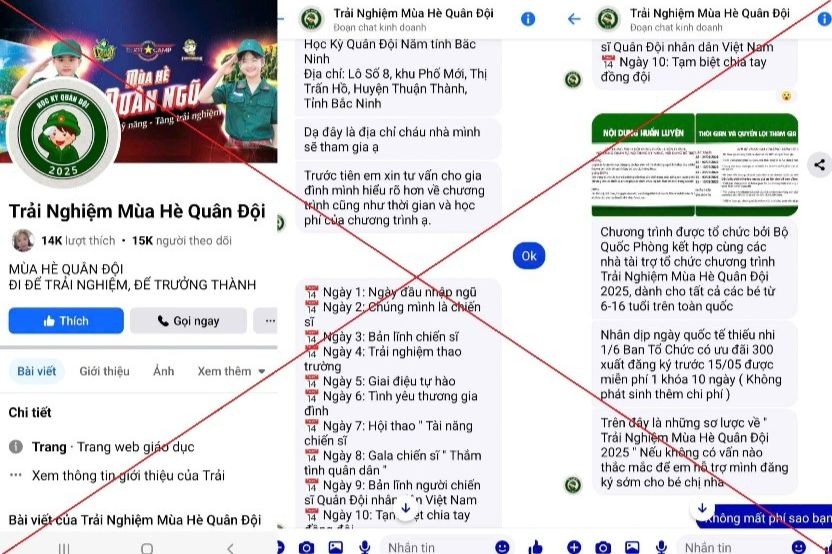 Cảnh giác khi đăng ký tham gia Trại hè Quân đội nhân dân trên mạng xã hội (Ảnh: Công an TP Hà Nội).