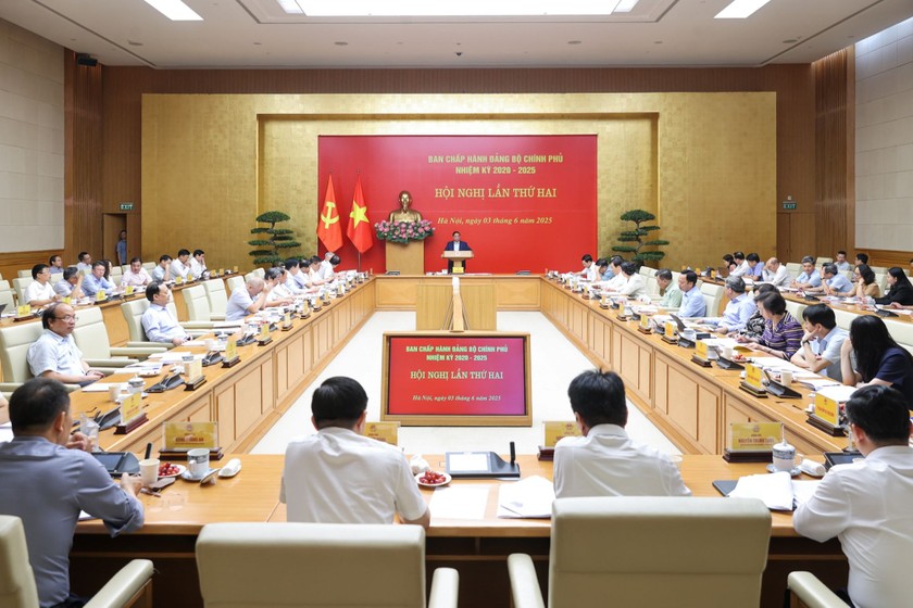 Hội nghị lần thứ hai Ban Chấp hành Đảng bộ Chính phủ nhiệm kỳ 2020 - 2025. (Ảnh: VGP/Nhật Bắc)