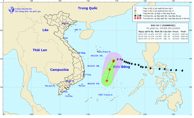 Bão số 7 sẽ suy yếu thành ATNĐ. Ảnh: Tổng cục PCTT