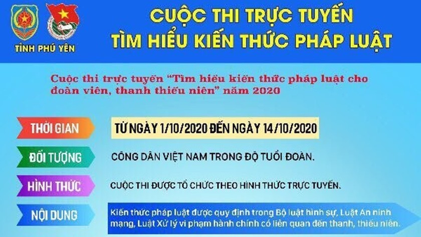 Cuộc thi trực tuyến “Tìm hiểu kiến thức pháp luật cho đoàn viên, thanh thiếu niên” diễn ra từ ngày 1 - 14/10.